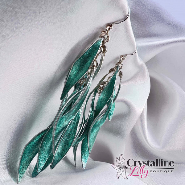 Sparkly Teal Resin Dangle Earrings