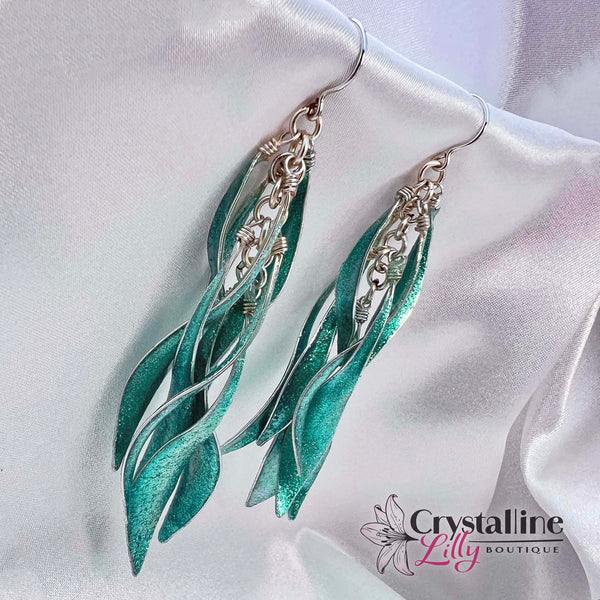 Sparkly Teal Resin Dangle Earrings