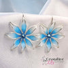 Large Sky Blue Resin Dip Flower Earrings