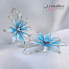 Large Sky Blue Resin Dip Flower Earrings
