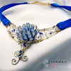 Sapphire Blue Resin Dip Flower Choker with Ribbon