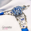 Sapphire Blue Resin Dip Flower Choker with Ribbon