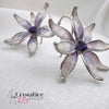 White Flower with Purple Center Resin Drop Earrings