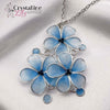 Baby Blue Resin Dip Pendant with 3 Flowers