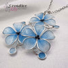 Baby Blue Resin Dip Pendant with 3 Flowers