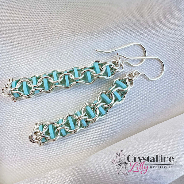 Captured Heishi Beads-Dangly Earrings