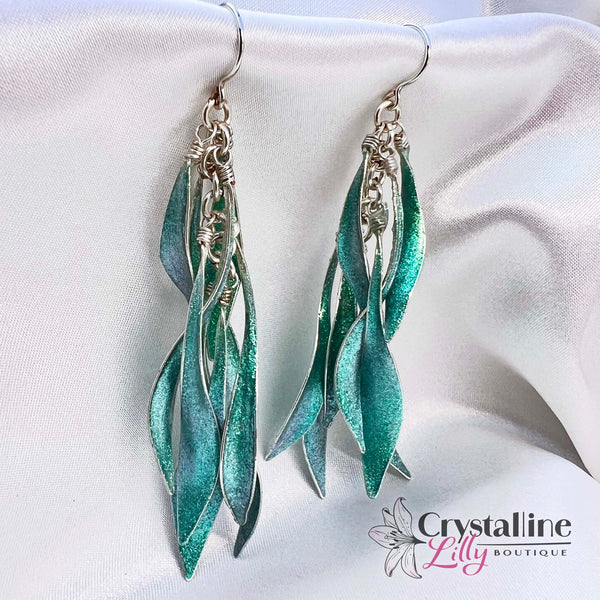 Sparkly Teal Resin Dangle Earrings