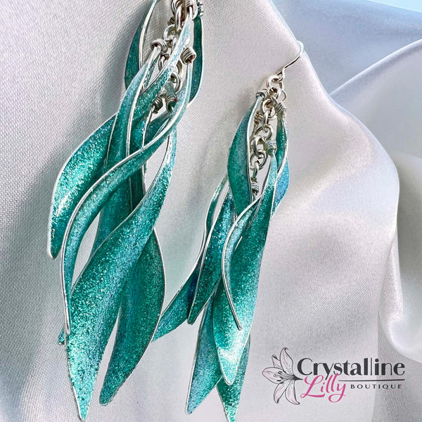 Sparkly Teal Resin Dangle Earrings