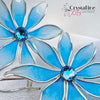 Large Sky Blue Resin Dip Flower Earrings