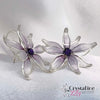 White Flower with Purple Center Resin Drop Earrings