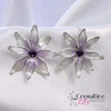 White Flower with Purple Center Resin Drop Earrings