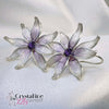 White Flower with Purple Center Resin Drop Earrings