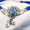 Sapphire Blue Resin Dip Flower Choker with Ribbon