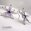 White Flower with Purple Center Resin Drop Earrings