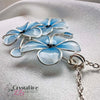 Baby Blue Resin Dip Pendant with 3 Flowers