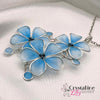 Baby Blue Resin Dip Pendant with 3 Flowers
