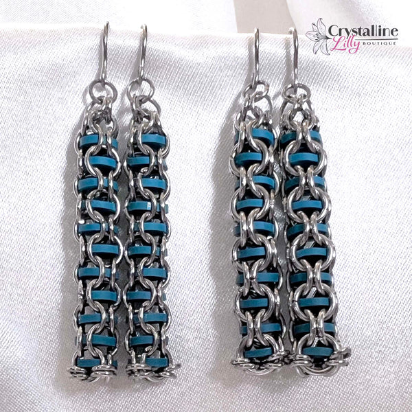 Captured Heishi Beads-Dangly Earrings